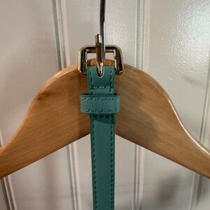 Teal Leather Strap with Gold Buckle